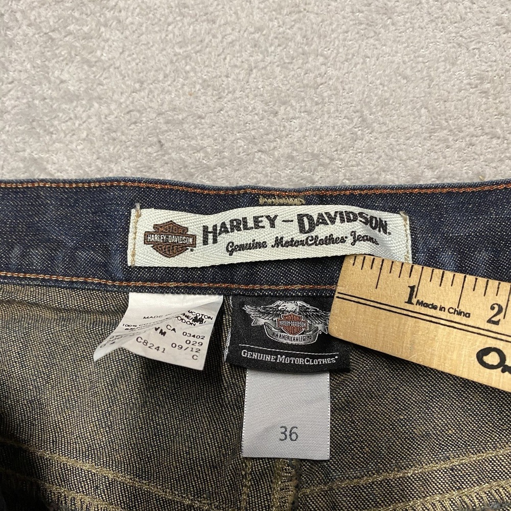 Harley Davidson Denim Shorts Mens 36 Baggy Bike Motorcycle Grunge Y2K - Picture 2 of 8
